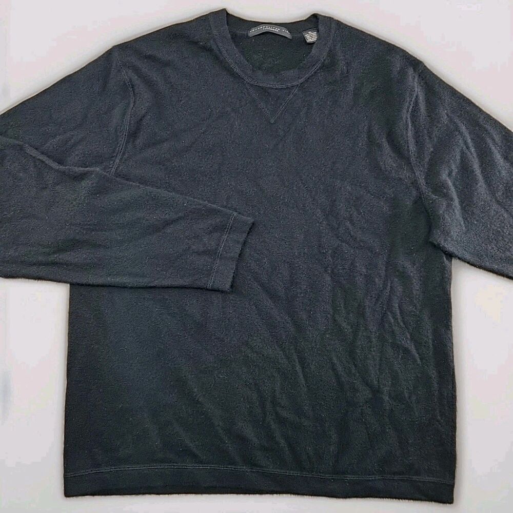 Metropolitan View Cashmere Sweater Men's XL Crew Neck Long Sleeve Black